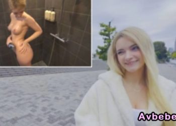 【高清素人】豐滿天然美胸的金髮白人女孩 拍攝了她被灌精的畫面。女孩也很滿意說：「感覺真好♡」。