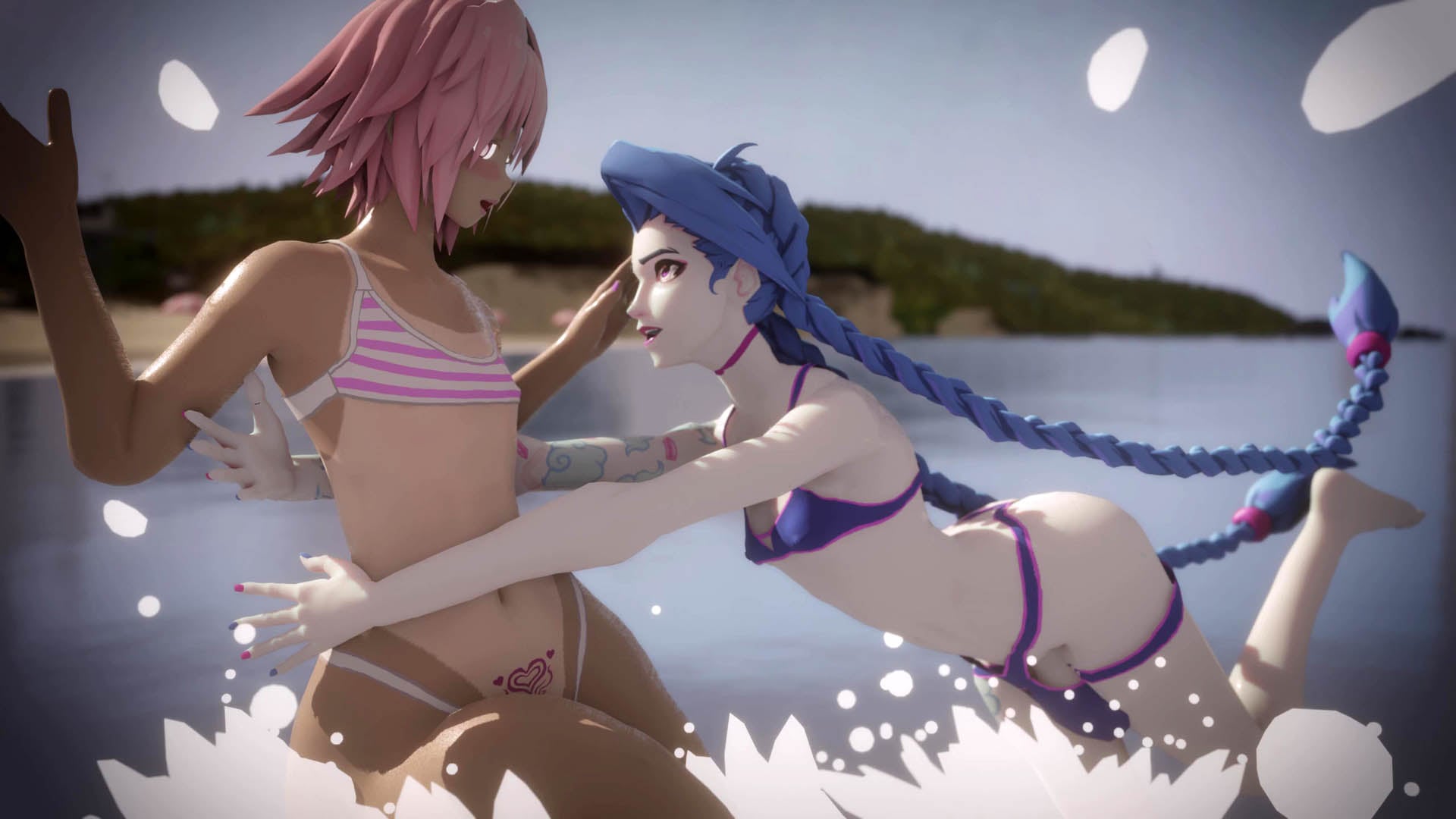 [GoopyR34] Jinx x Astolfo Beach Date